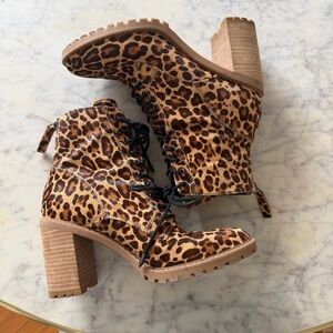 Dolce Vita Leopard Print Lace-Up + Zip Boots